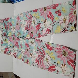 IQ & Co Y2K Retro Colorful Funly Floral Cropped Pants S